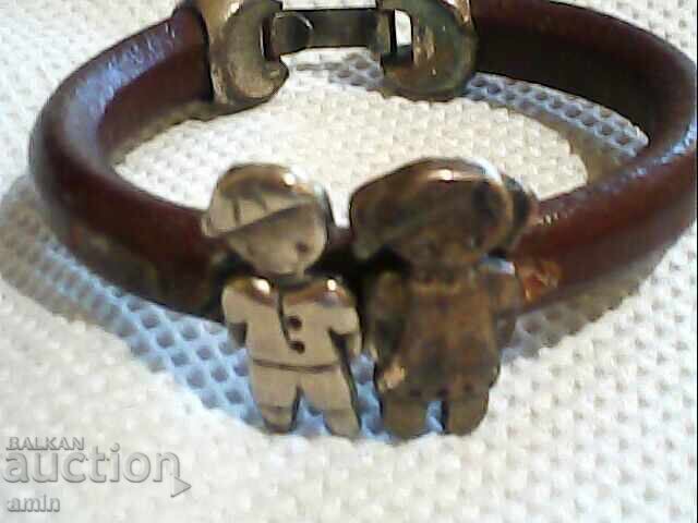 Old beautiful leather bag with silver elements Old beautiful leather bag with silver elements