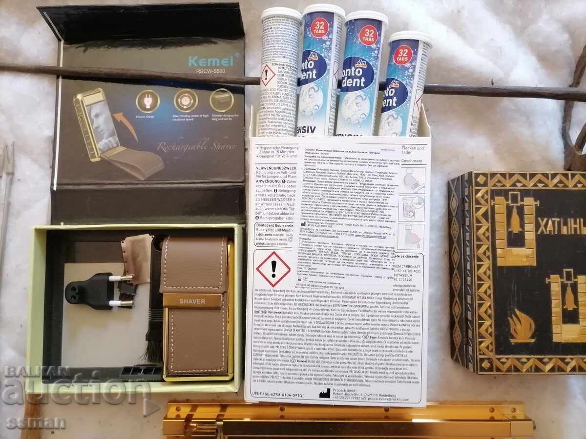 Lot of razor machine, old scissors, and a knife, box, forks - 6 Lot of razor machine, old scissors, and a knife, box, forks - 6