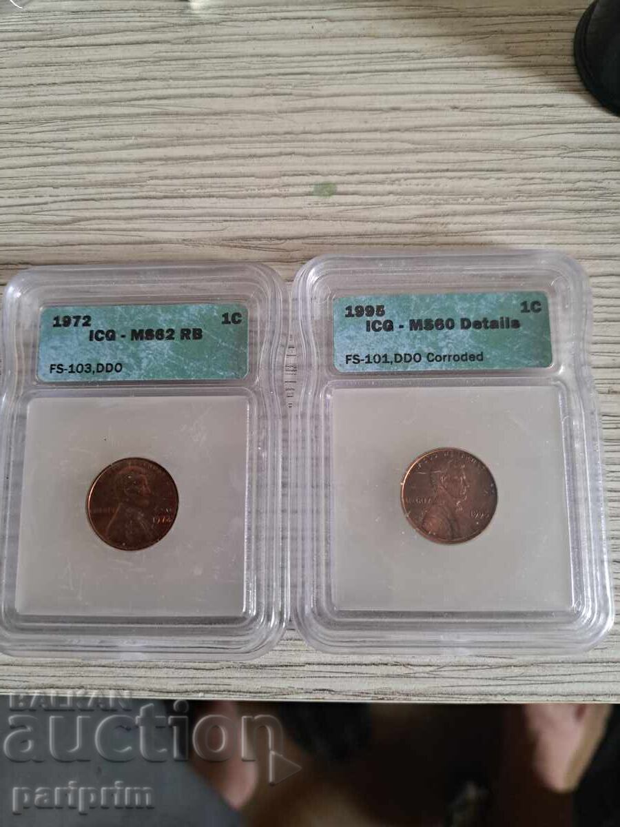 ЛОТ СЕРТИФИЦИРАНИ МОНЕТИ САЩ.БЗЦ