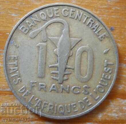10 franci 1987 - Africa de Vest 10 franci 1987 - Africa de Vest