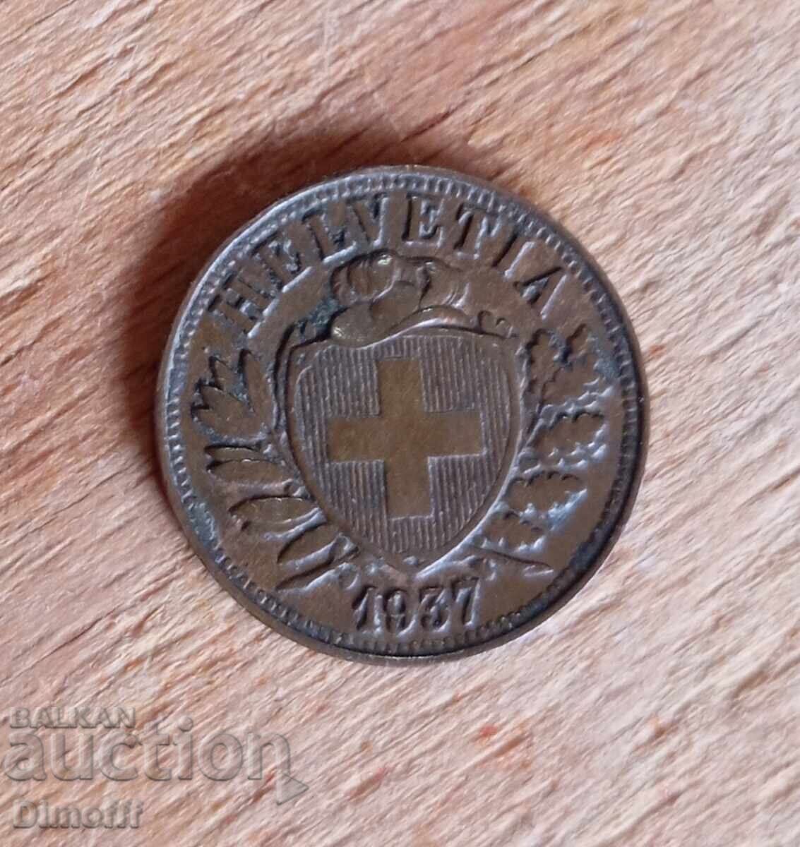 Livrarea Elveția monedă 2 rappen 1937 Helvetia Livrarea Elveția monedă 2 rappen 1937 Helvetia