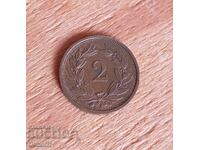 Elveția monedă 2 rappen 1937 Helvetia