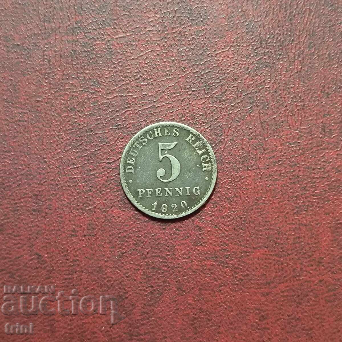 Germania Imperiul 5 pfennig 1920