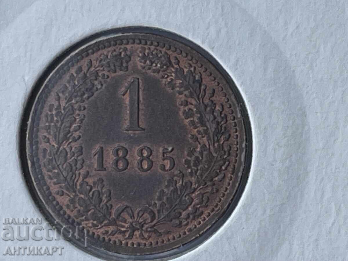 Row of copper coin Austria 1 Kreuzer 1885