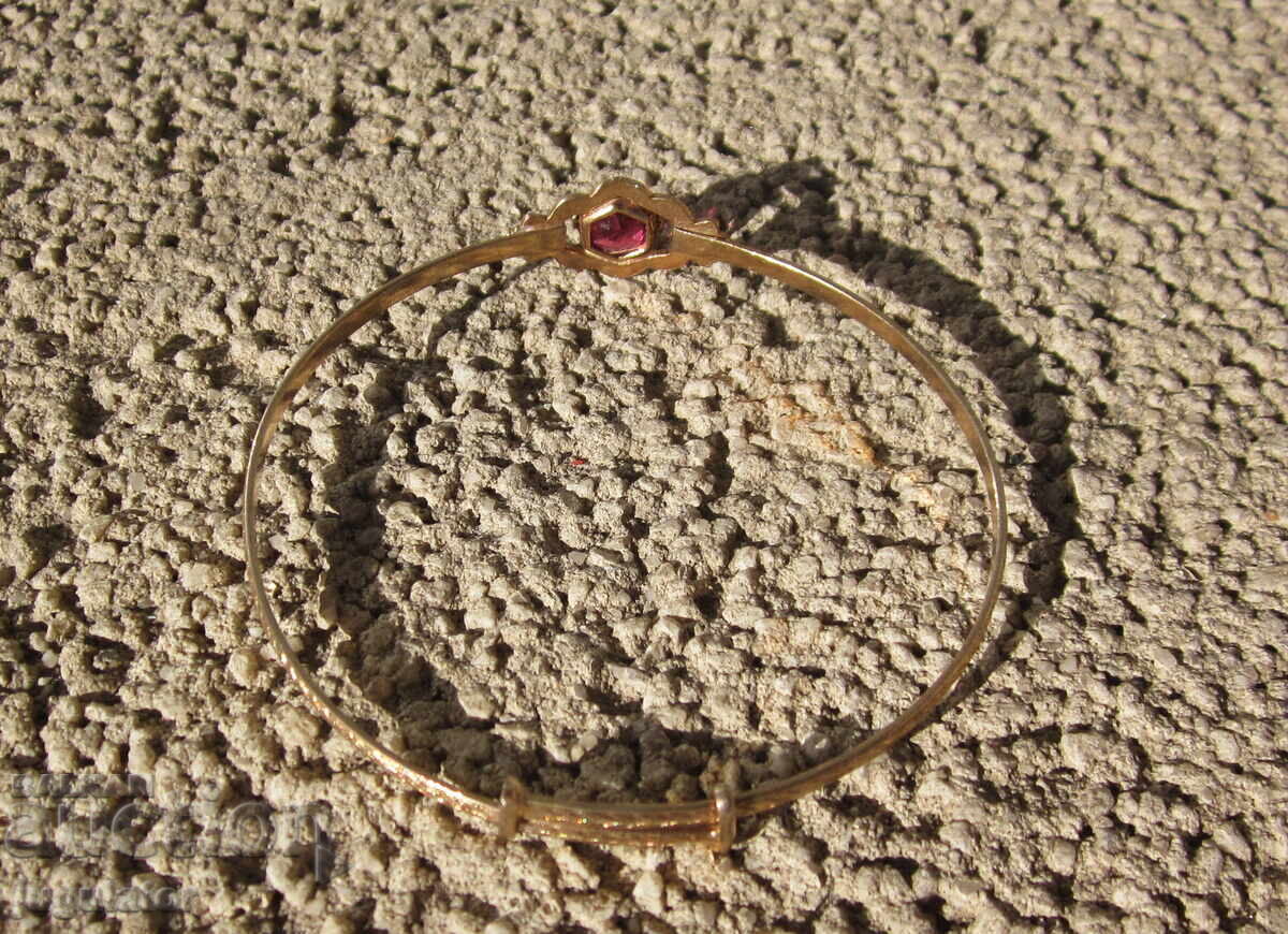 Antique Ladies' Gold-Plated Bracelet, Doublé, with Ruby - 6