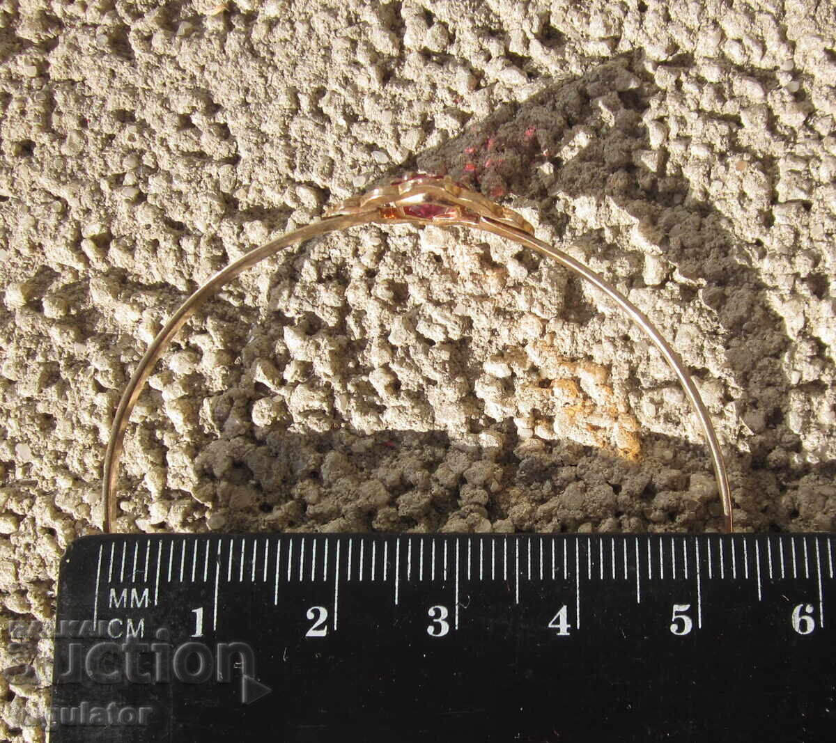 Antique Ladies' Gold-Plated Bracelet, Doublé, with Ruby - 7