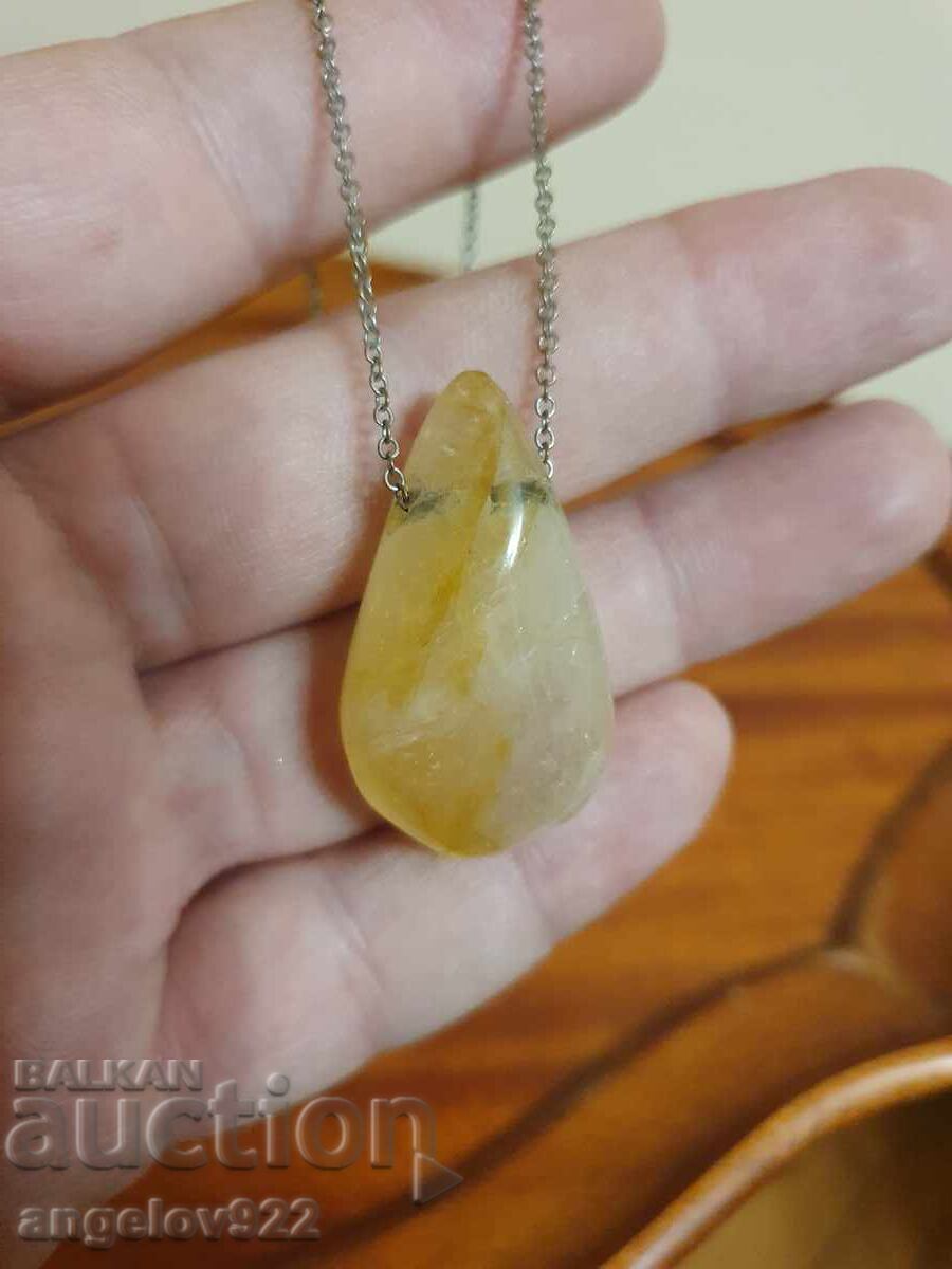 Κολιέ με μενταγιόν από φυσικό πέτρωμα!!! με τιμή € 0.01 | 0.02 BGN