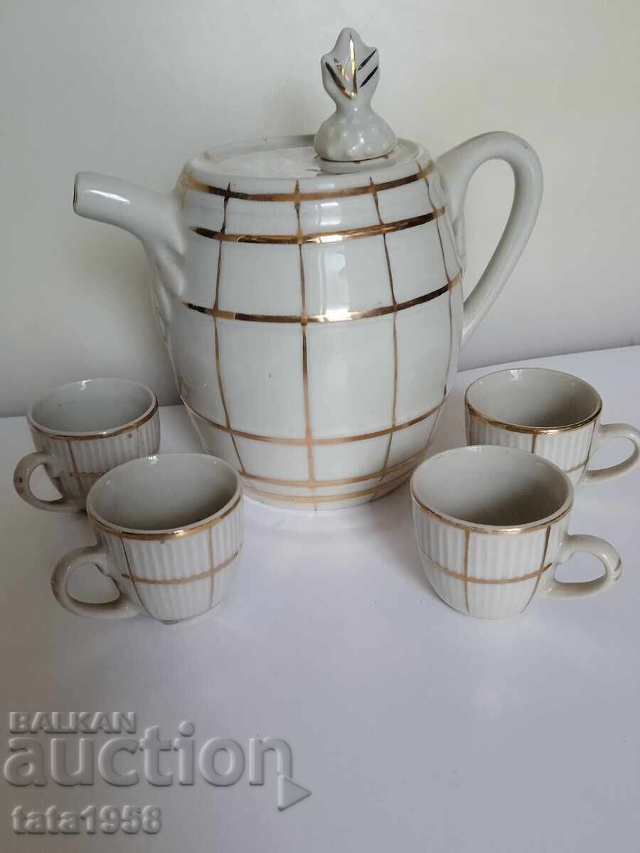Σετ για ρακή με επιχρύσωση Παλιό Βουλγάρικο πορσελάνη Σ.Ι.Π