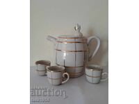 Set de servire pentru rachiu cu aurire Porțelan bulgăresc vechi S.I.P