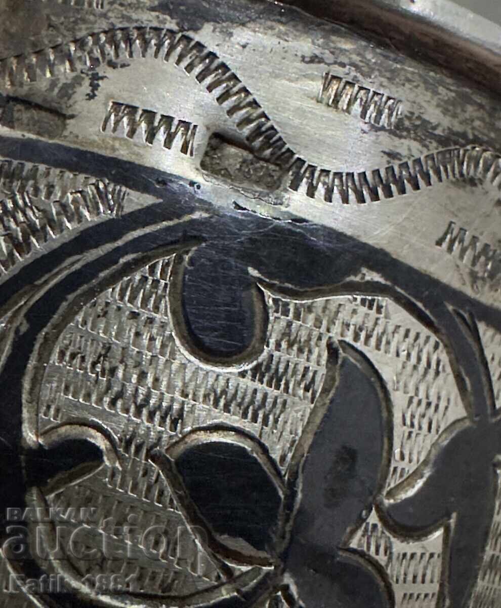 Παράδοση Βαλκανικό Ασημένιο Κέρας για Κρασί / Δοκιμή 875