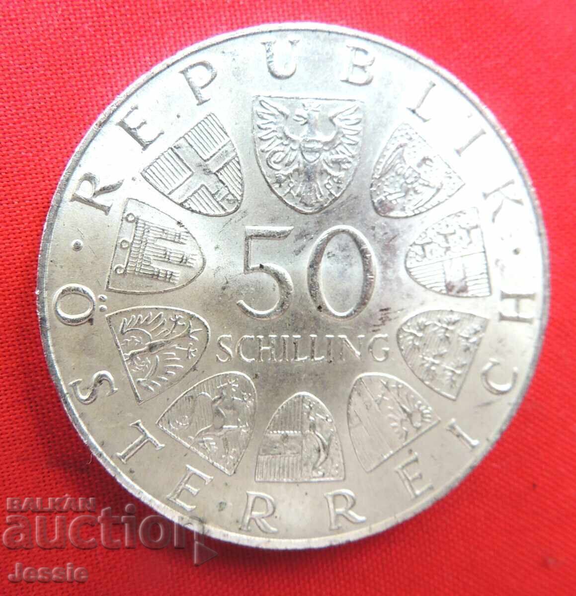 50 Shillings Austria Argint 1974-CALITATE-PENTRU COLECȚIE- 50 Shillings Austria Argint 1974-CALITATE-PENTRU COLECȚIE-