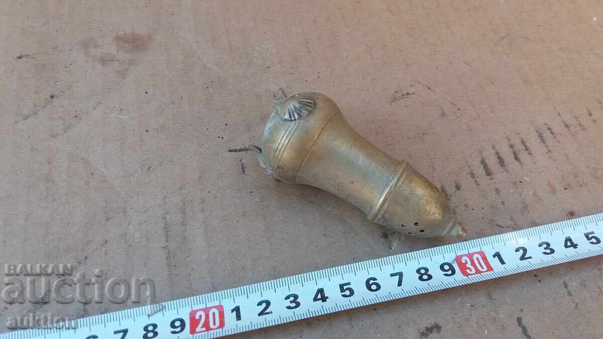 OLD SOLID BRONZE SALT CELLAR - SALT SHAKER - 7