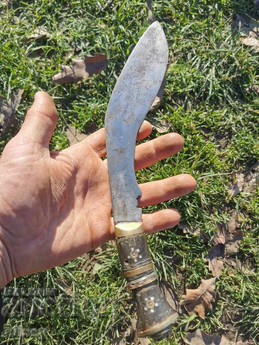 Original Kukri, horn, brass, mother-of-pearl - 7