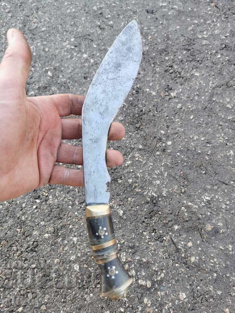 Original Kukri, horn, brass, mother-of-pearl