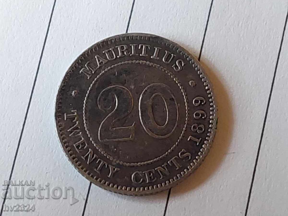 Mauritius 20 Cents, 1899 Mauritius 20 Cents, 1899