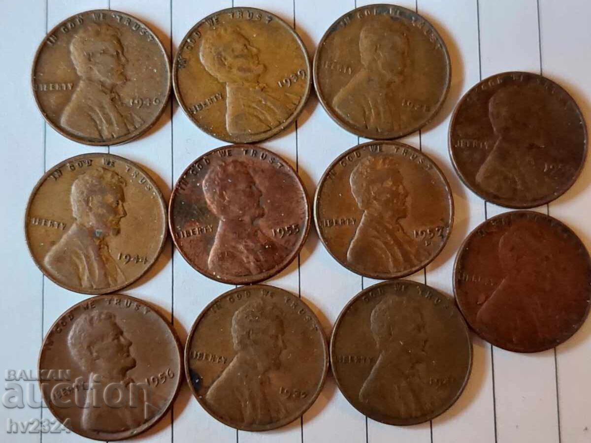 Lot of US cents, various years with price € 20.00 | 39.12 BGN