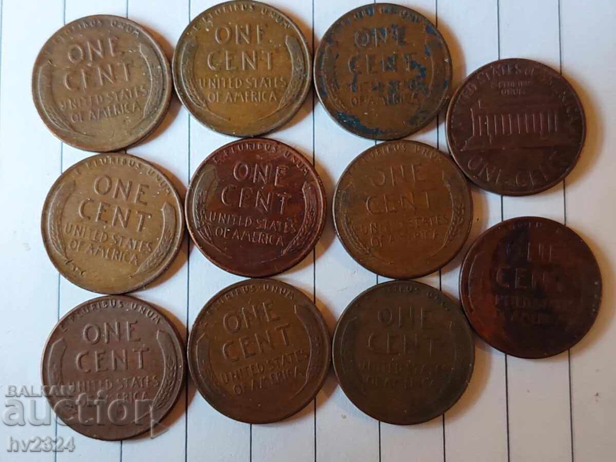 Lot of US cents, various years