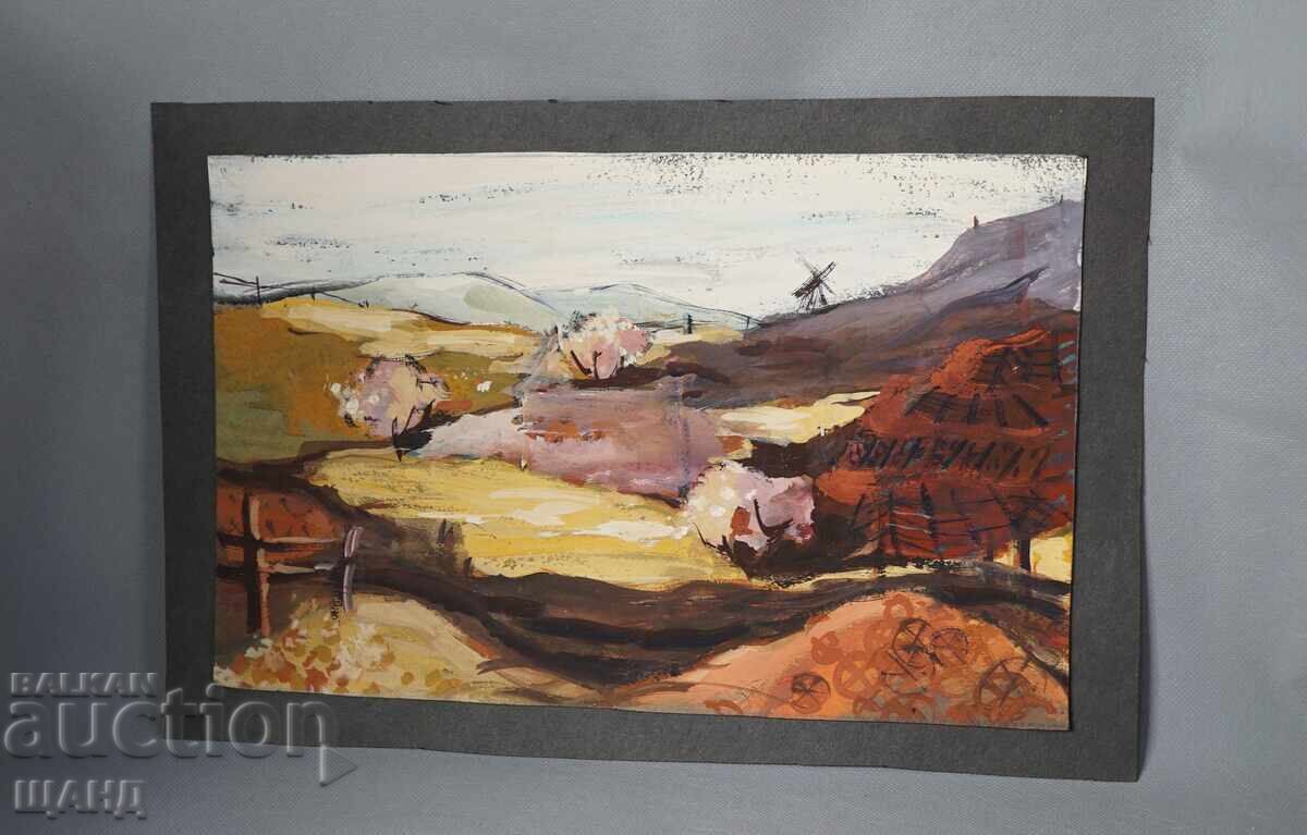 Παλιά ζωγραφιά μάστορα, πίνακας ορεινού τοπίου Παλιά ζωγραφιά μάστορα, πίνακας ορεινού τοπίου