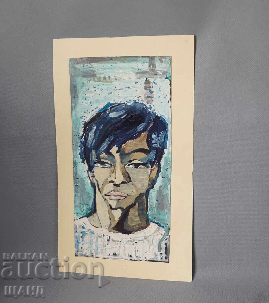 Стара Майсторска рисунка картина портрет на мъж