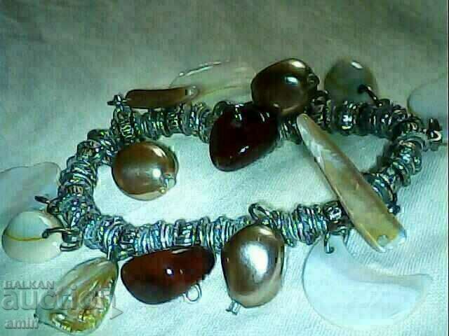 FRUMOASĂ brățară gri din perle de carnelian - 5 FRUMOASĂ brățară gri din perle de carnelian - 5