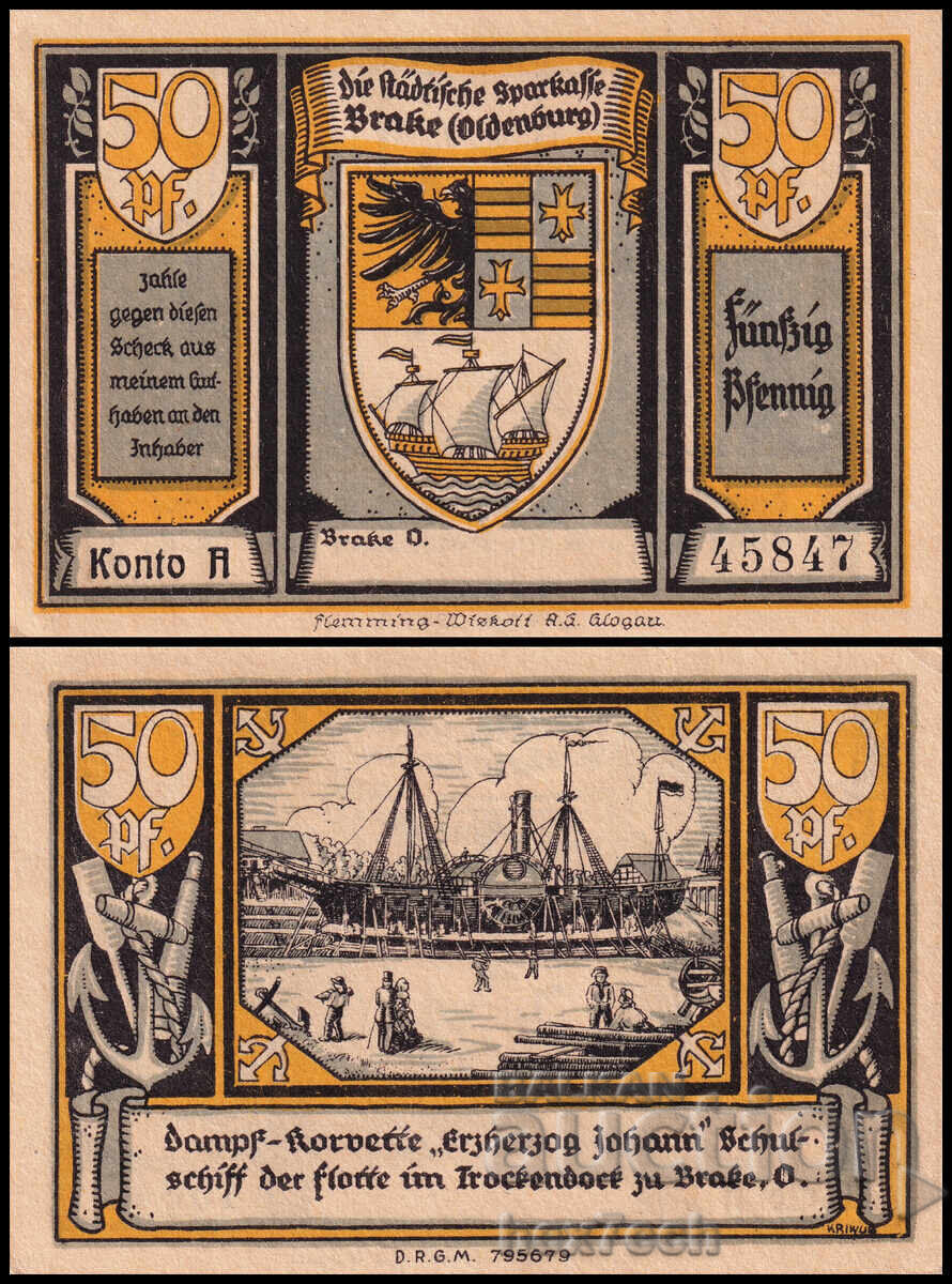 ❤️ Γερμανία Brake 1922 50 πφένιγκ UNC νέα ❤️ ❤️ Γερμανία Brake 1922 50 πφένιγκ UNC νέα ❤️