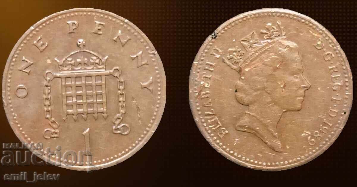 1 пени-Обединено Кралство(United Kingdom 1 penny)1989 год. 1 пени-Обединено Кралство(United Kingdom 1 penny)1989 год.