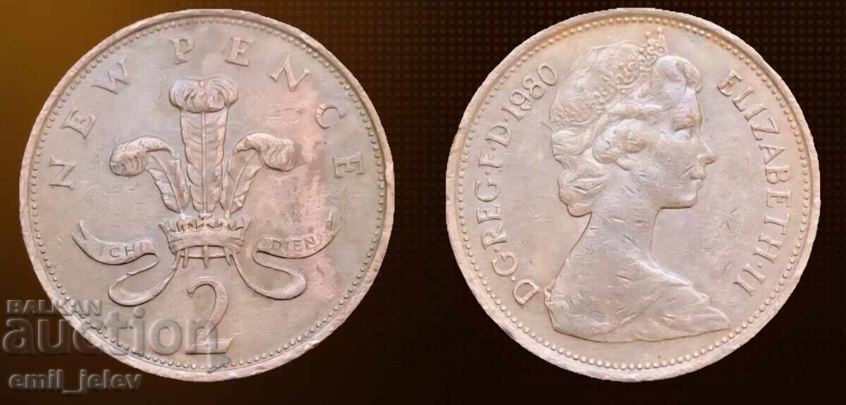 2 пенса-Обединено Кралство(United Kingdom 2 pence)1980 год. 2 пенса-Обединено Кралство(United Kingdom 2 pence)1980 год.