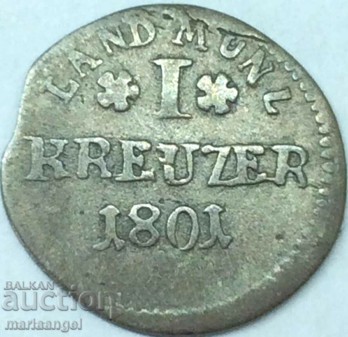 Delivery of 1 Kreuzer 1801 Hesse-Darmstadt Germany Ludwig X Silver