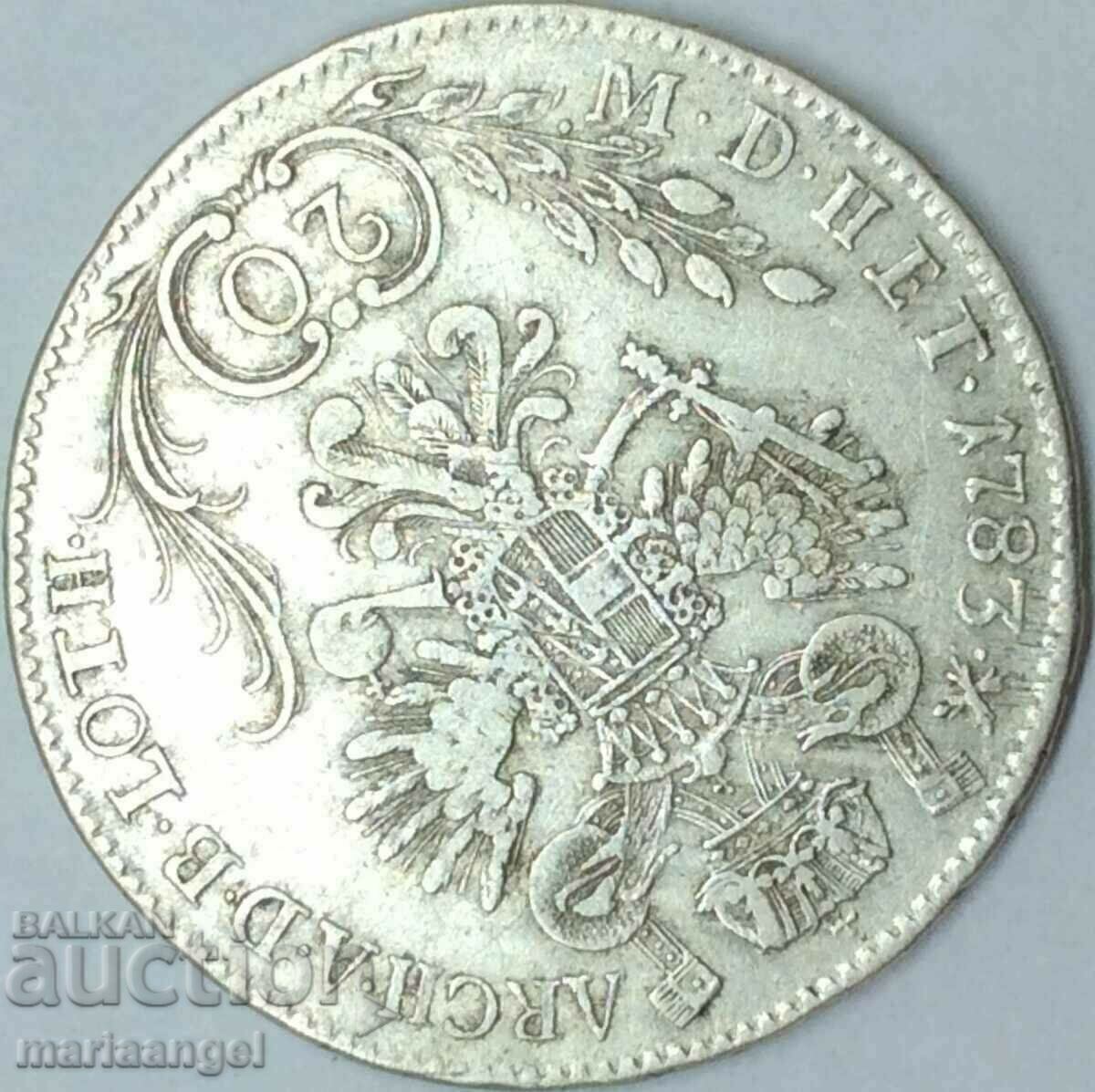 Аукцион 20 кройцера 1783 Австрия Йозеф II С - Прага - рядка