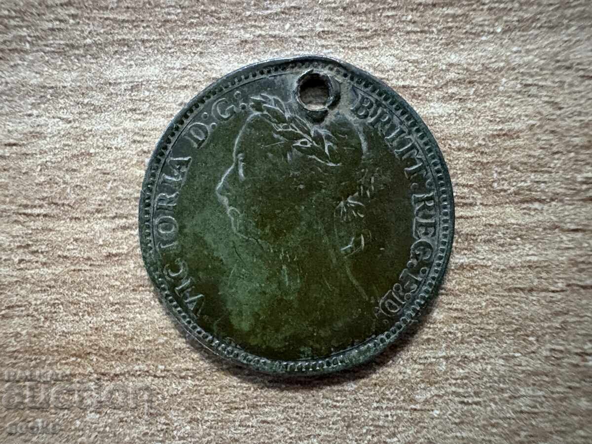 Marea Britanie - 1 farthing (1893) - cu gaură cu preț € 0.80 | 1.56 BGN Marea Britanie - 1 farthing (1893) - cu gaură cu preț € 0.80 | 1.56 BGN