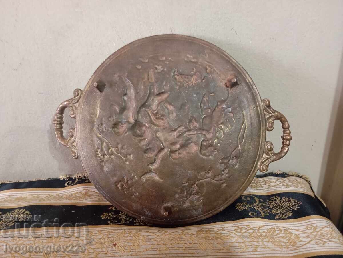 Old bronze tray, basket - 5