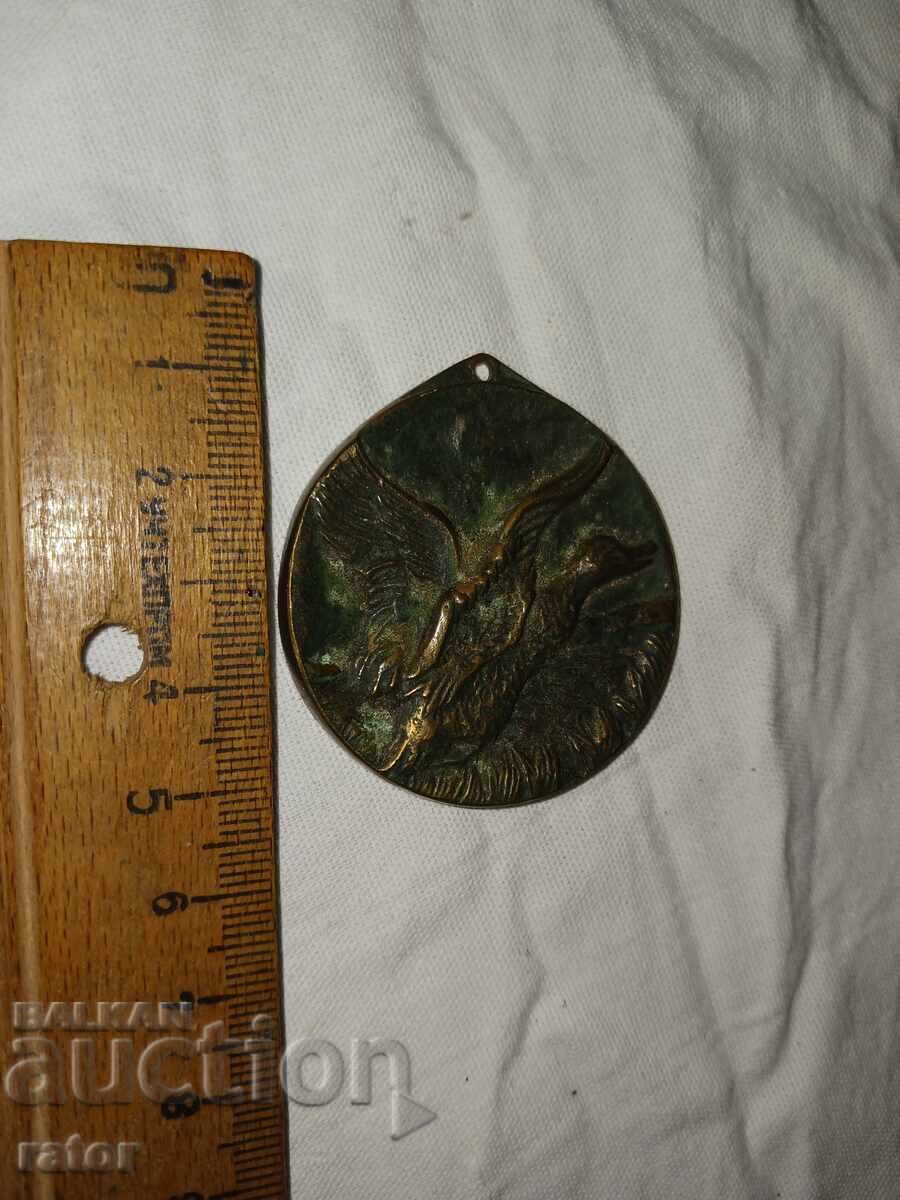 Medalie veche de vânătoare din bronz - RAȚĂ SĂLBATICĂ Medalie veche de vânătoare din bronz - RAȚĂ SĂLBATICĂ