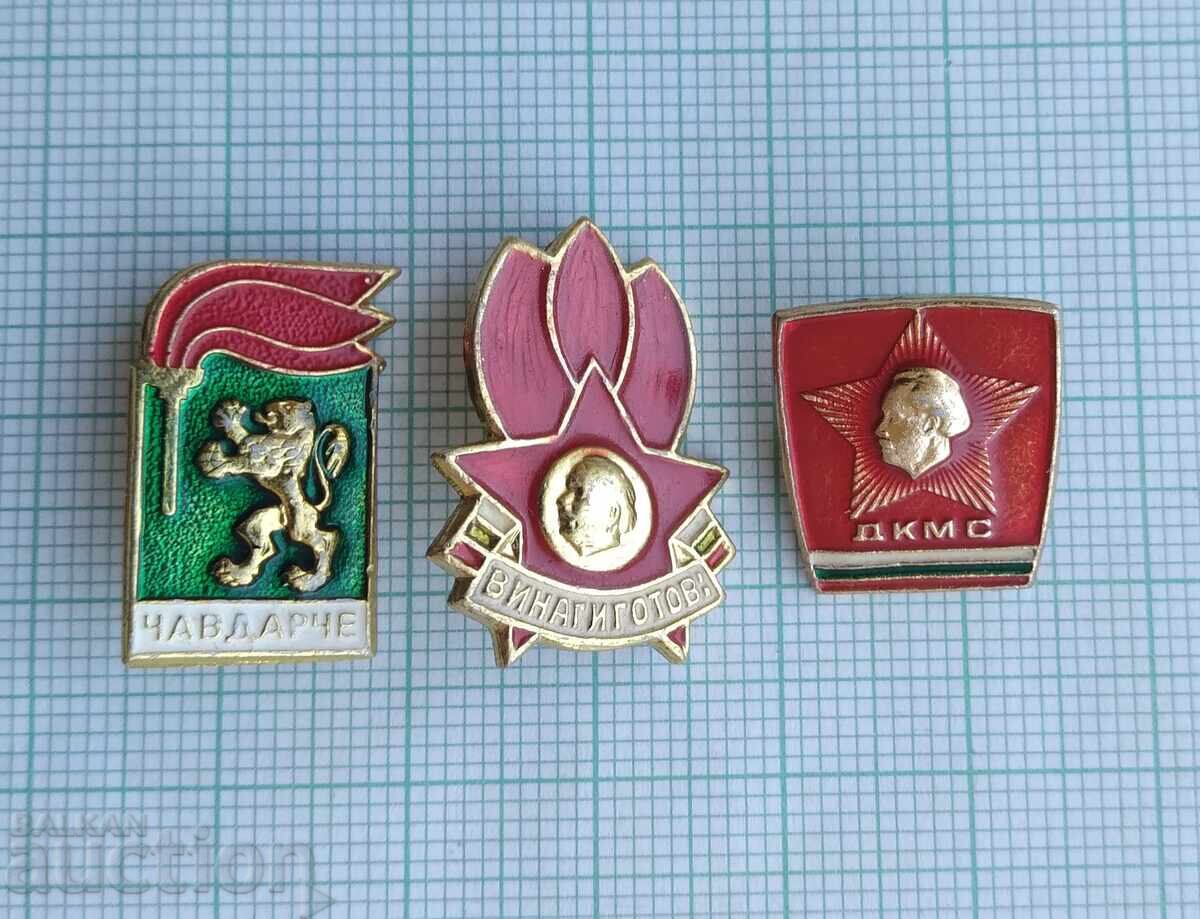 19347 Badges - Chavdarche Pioneer Komsomol - LOT of 3 pieces with price € 2.05 | 4.01 BGN