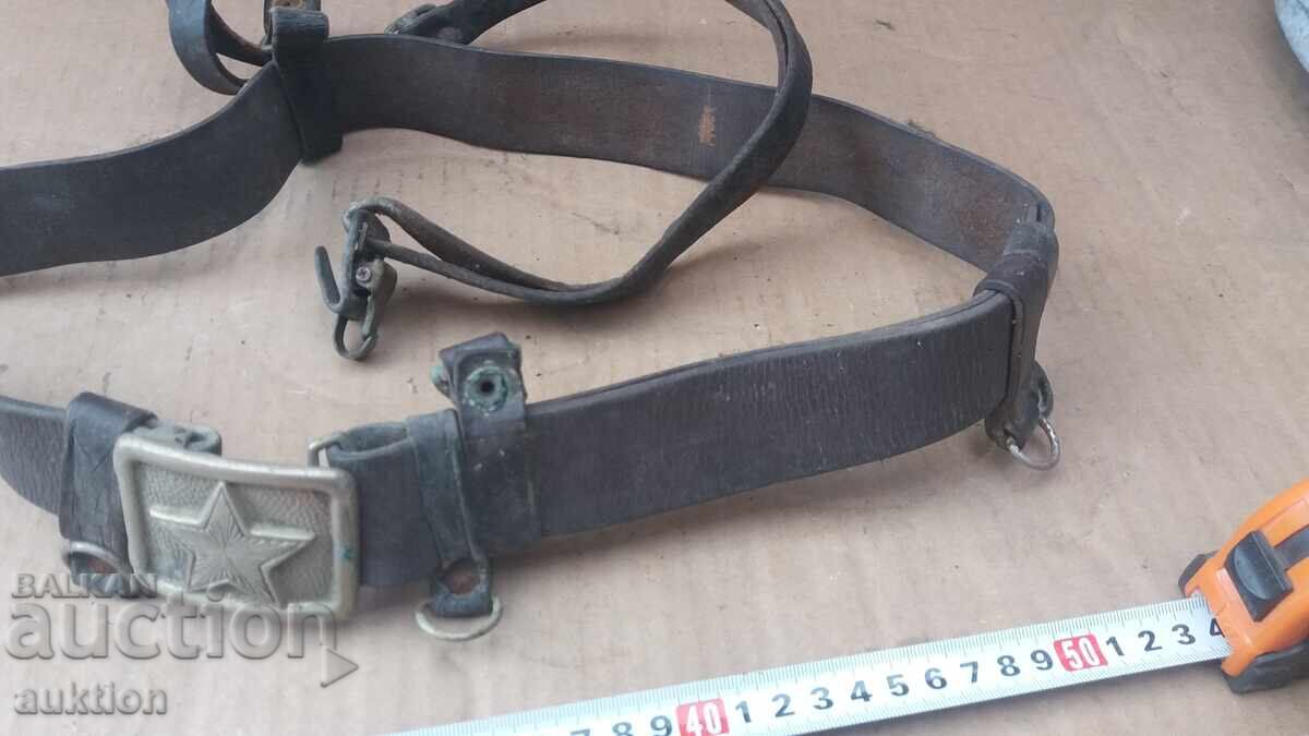 Centură din piele MILITARĂ CU CATARAME ȘI BRETELE - 5 Centură din piele MILITARĂ CU CATARAME ȘI BRETELE - 5