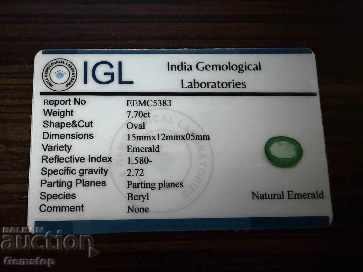 Livrarea BZTS! 7.70 k-ta smarald natural oval certificat IGL de la 1st! Livrarea BZTS! 7.70 k-ta smarald natural oval certificat IGL de la 1st!