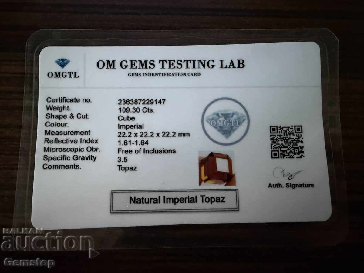 BZC! 109.30 ct Natural Imperial Topaz Cert. AGL from 1st! - 6