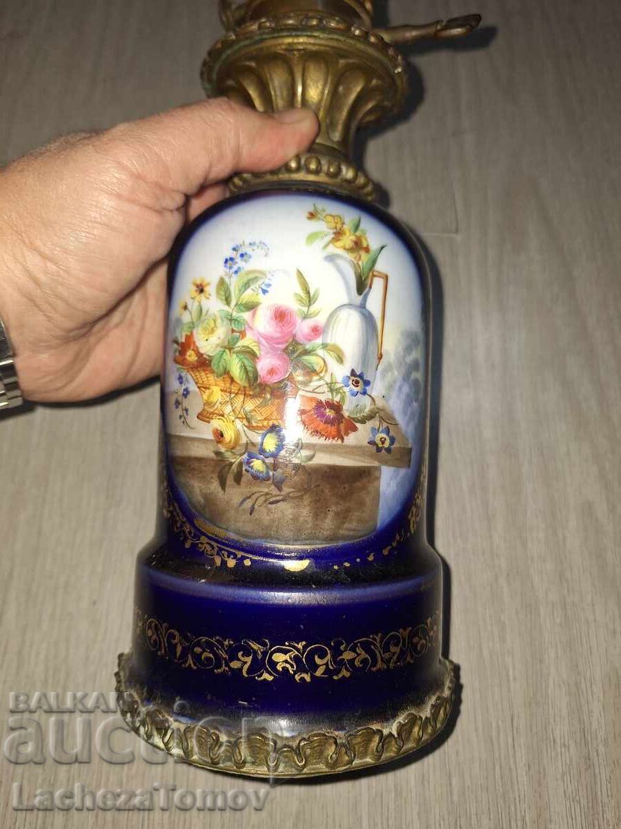 Lampă de gaz frumoasă Franța porțelan și bronz stare excelentă - 5 Lampă de gaz frumoasă Franța porțelan și bronz stare excelentă - 5