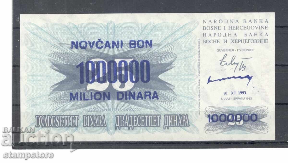 Bosnia and Herzegovina - 1,000,000 dinara 1993 with overprint