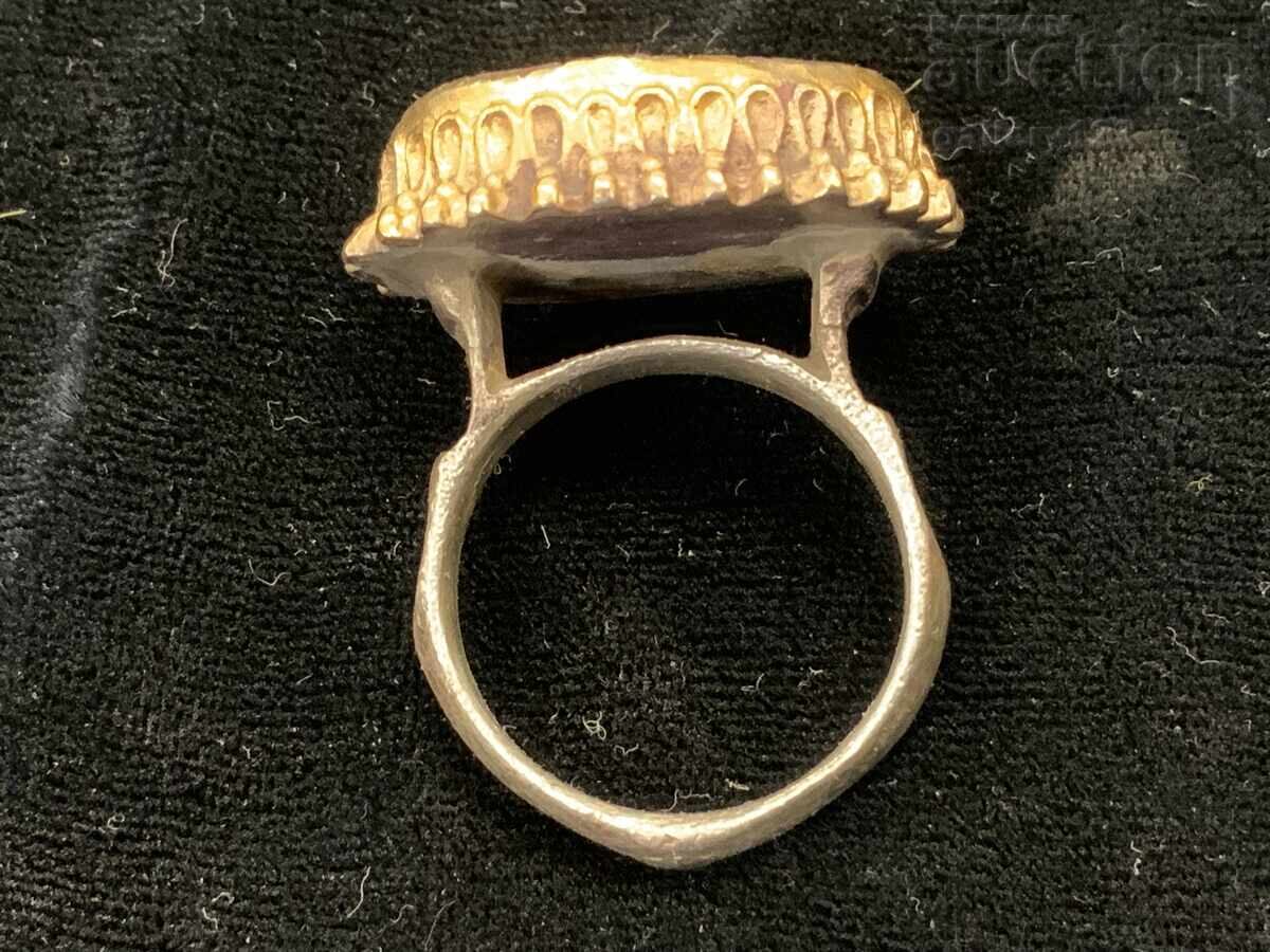 Inel argint ștanțat carneol aurit - 5 Inel argint ștanțat carneol aurit - 5