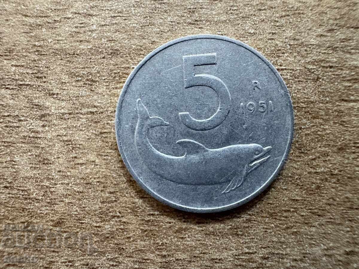 Ιταλία - 5 λιρών (1951)