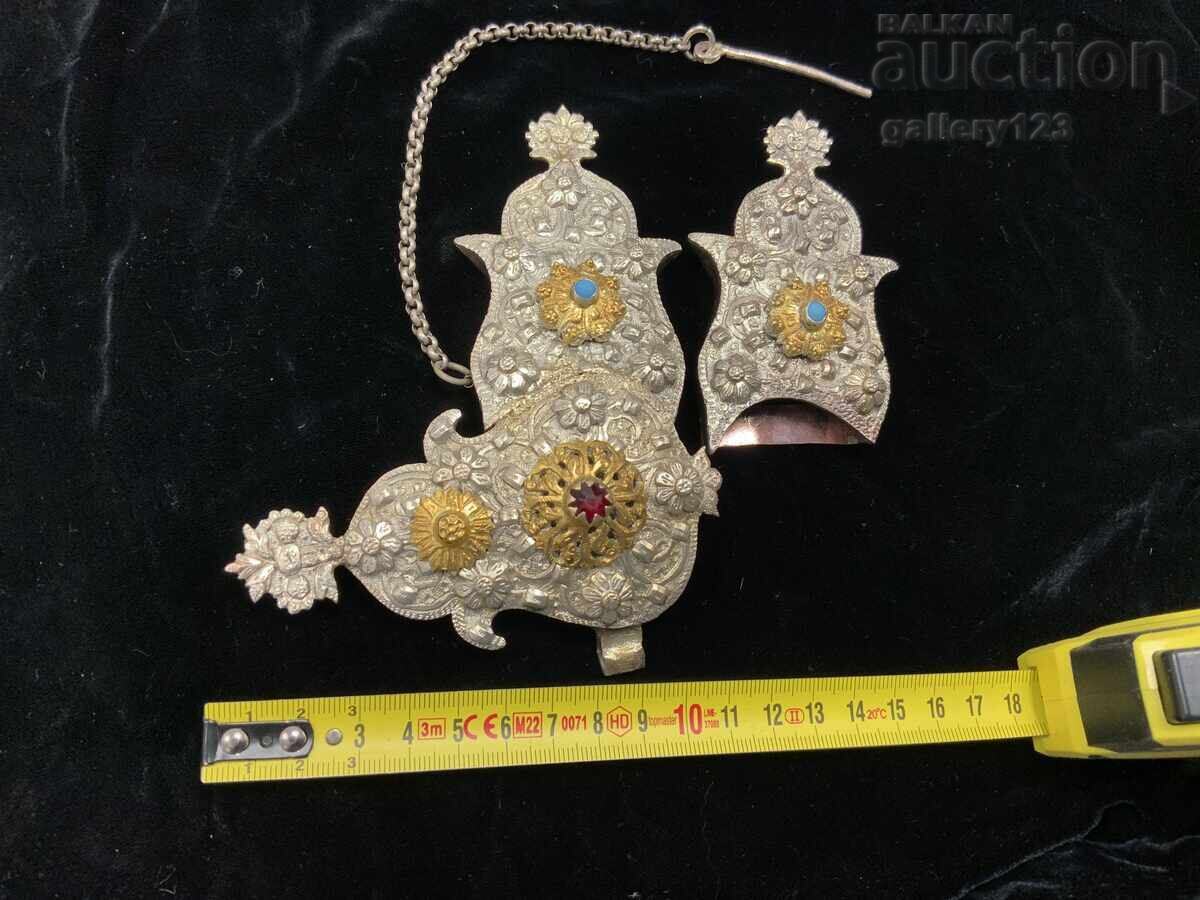 Pafte din ținutul Kjustendil, argint, proba 300-400, sticlă colorată, aurite - 11 Pafte din ținutul Kjustendil, argint, proba 300-400, sticlă colorată, aurite - 11