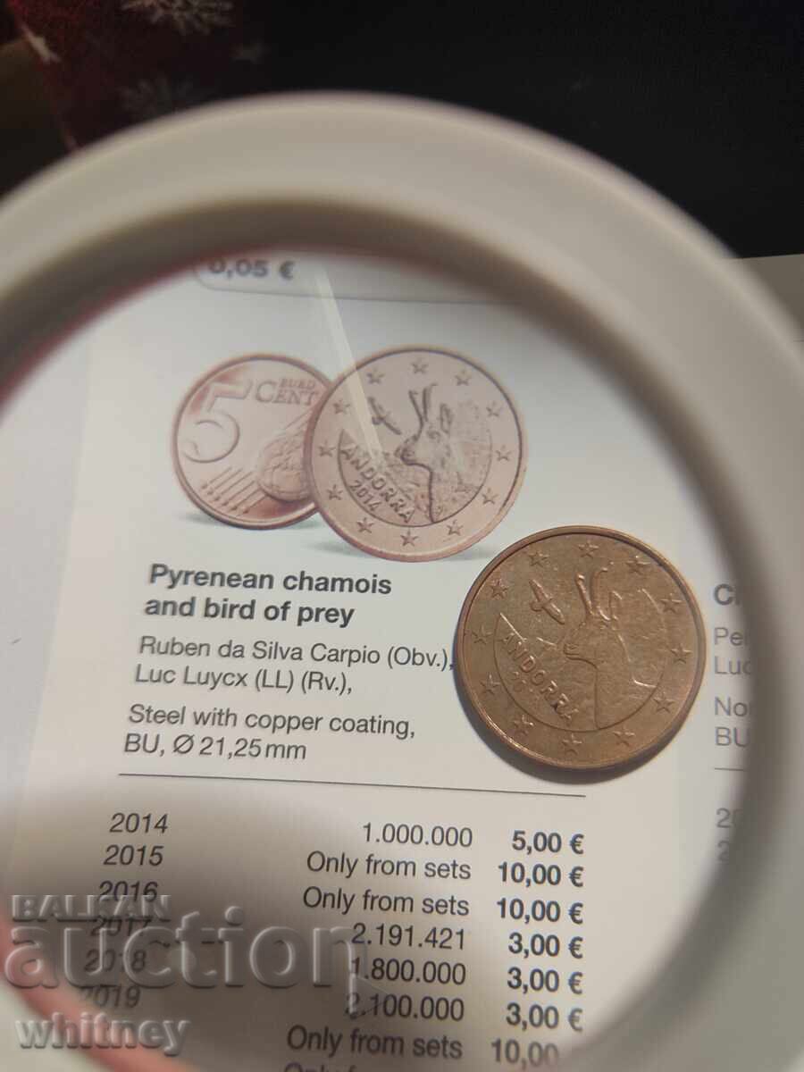 5 λεπτά 2019 Ανδόρα με τιμή € 3.00 | 5.87 BGN 5 λεπτά 2019 Ανδόρα με τιμή € 3.00 | 5.87 BGN