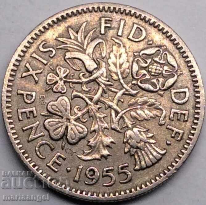 Livrarea 6 pence 1955 Marea Britanie Elisabeta tânără Livrarea 6 pence 1955 Marea Britanie Elisabeta tânără