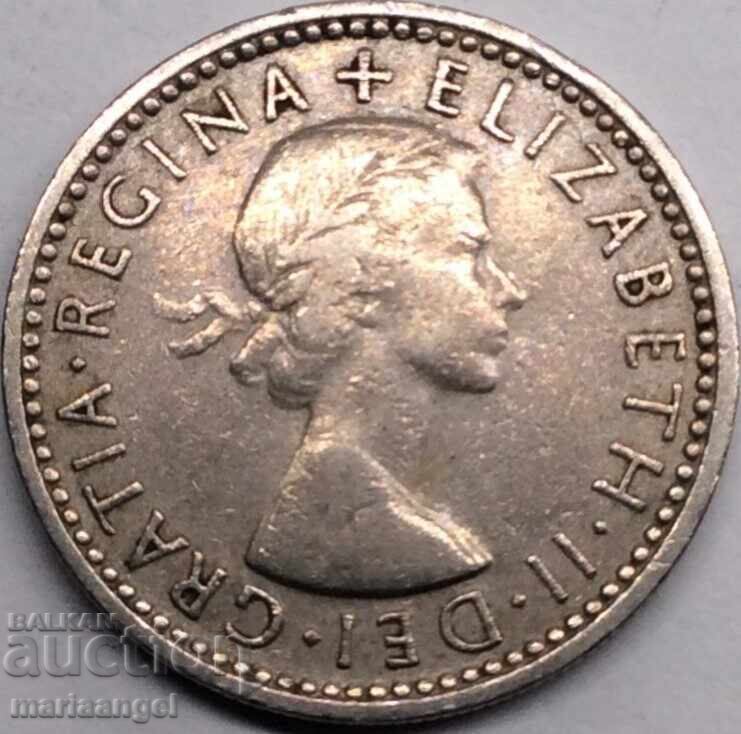 6 pence 1955 Marea Britanie Elisabeta tânără - 5 6 pence 1955 Marea Britanie Elisabeta tânără - 5