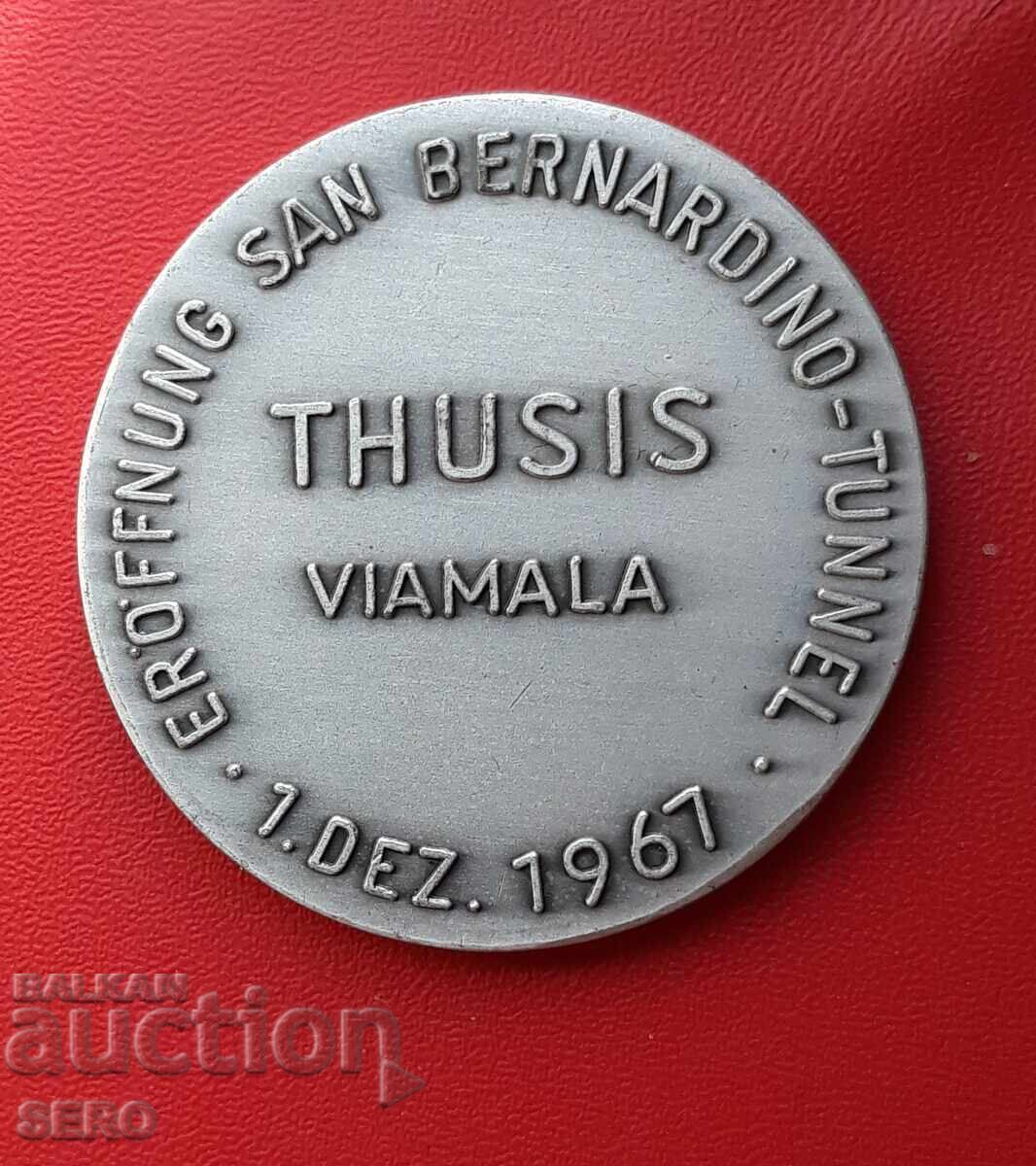 Medal - Switzerland - San Bernardino Tunnel built 1967 Medal - Switzerland - San Bernardino Tunnel built 1967