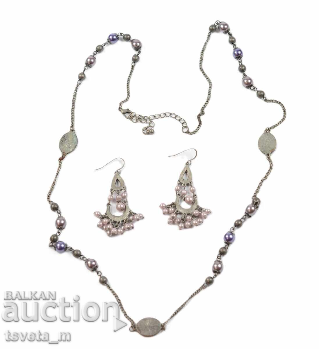 Аукцион Винтидж колие гердан с обици Аукцион Винтидж колие гердан с обици