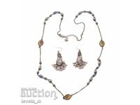 Αντίκα κολιέ μενταγιόν με σκουλαρίκια