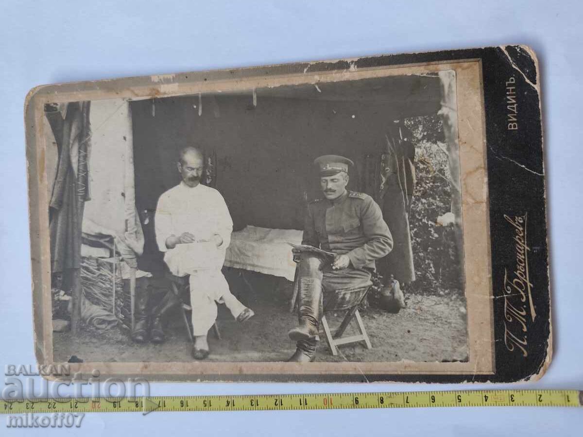 Снимка картон фотография Царски офицер ПСВ Бръснарев Видин