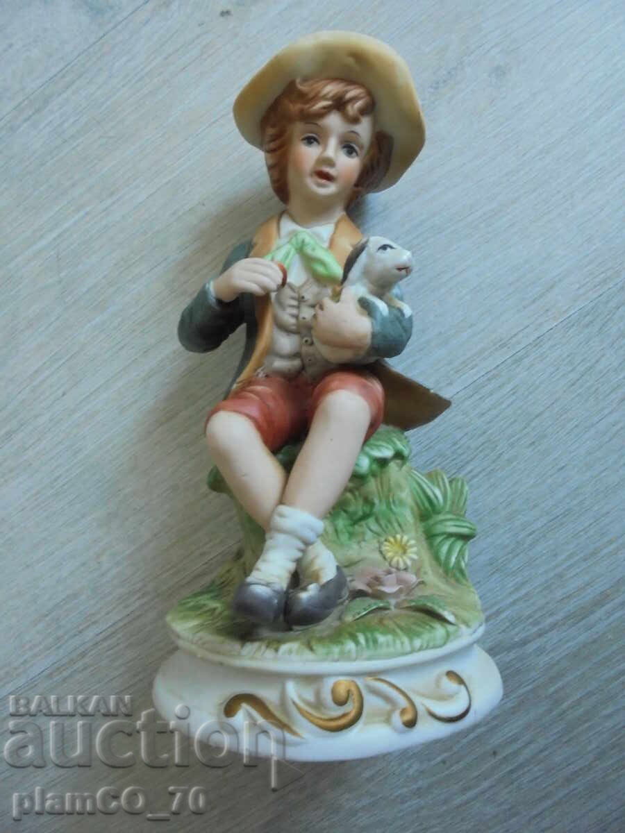 №8420 Vintage Porcelain Figurine - Boy with Puppy