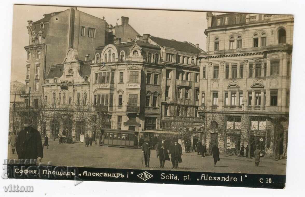 Sofia piața Alexandru Tărgovski tramvai Paskov carte poștală